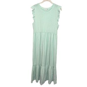 Sundry Dress Womens Size 3 Large Mint Green Ruffle Maxi Sleeveless Made USA